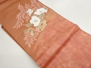 山茶花に南天模様織出し名古屋帯